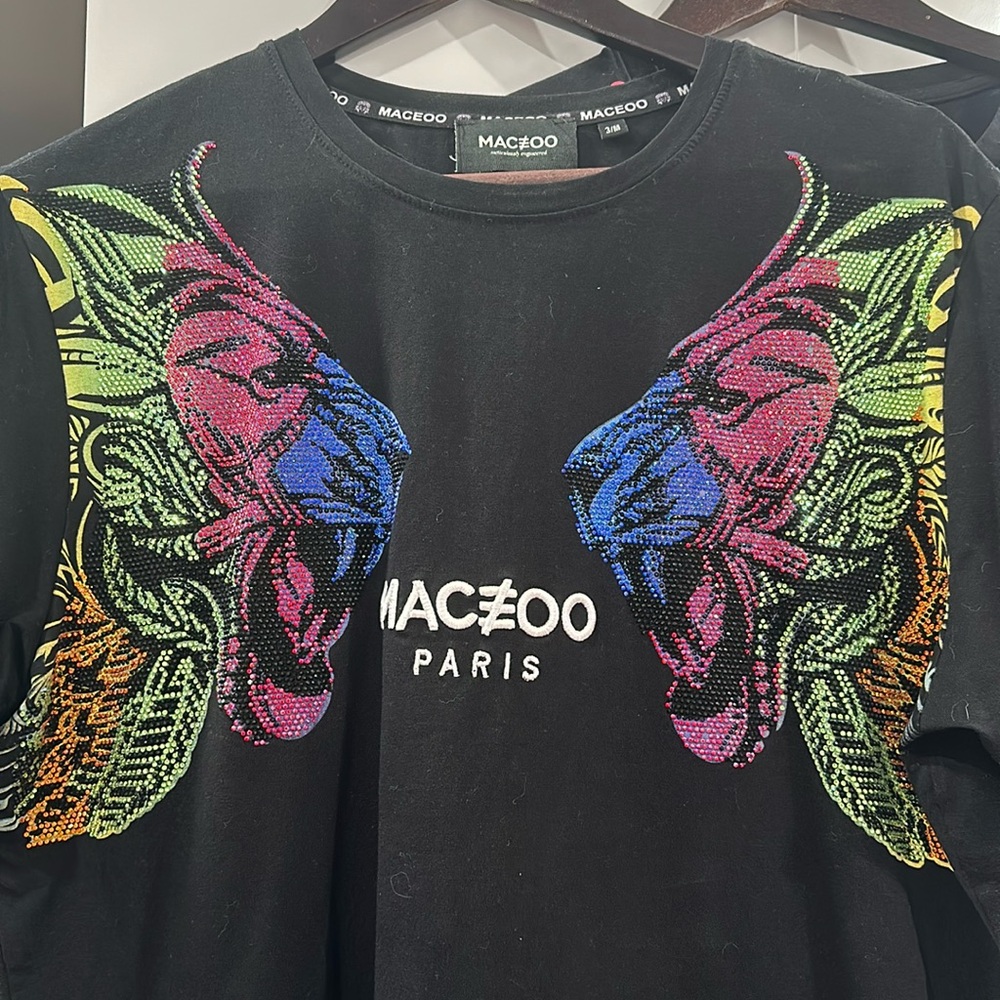 Maceoo Luxury lions rhinestone shirt